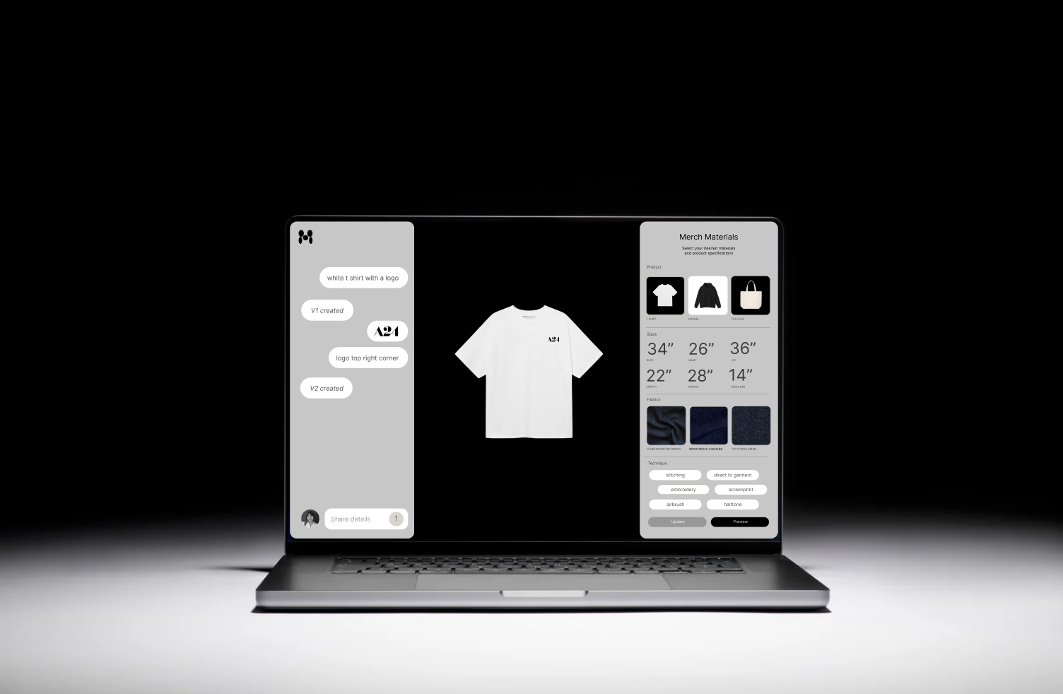 Design interface mockup